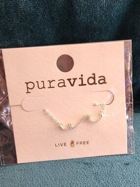 Pura Vida Pavé Wave Sterling Necklace & Multi Gem Choker Pearl Necklace set